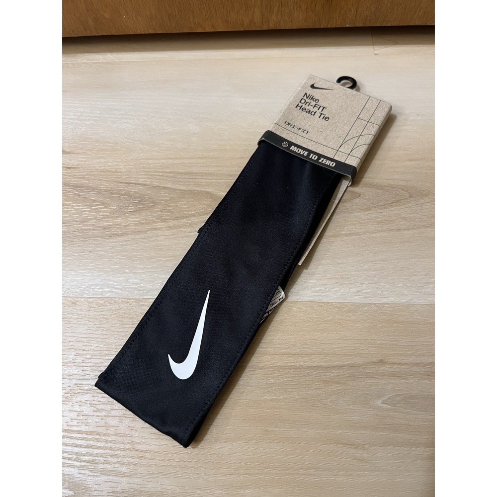 Nike Dri-FIT 2.0 Head Tie Headband Unisex Black White Logo New in Package
